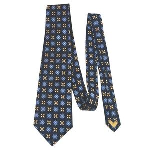 Robert Talbott Best of Class Nordstrom Silk Tie Navy Blue Floral Medallion USA